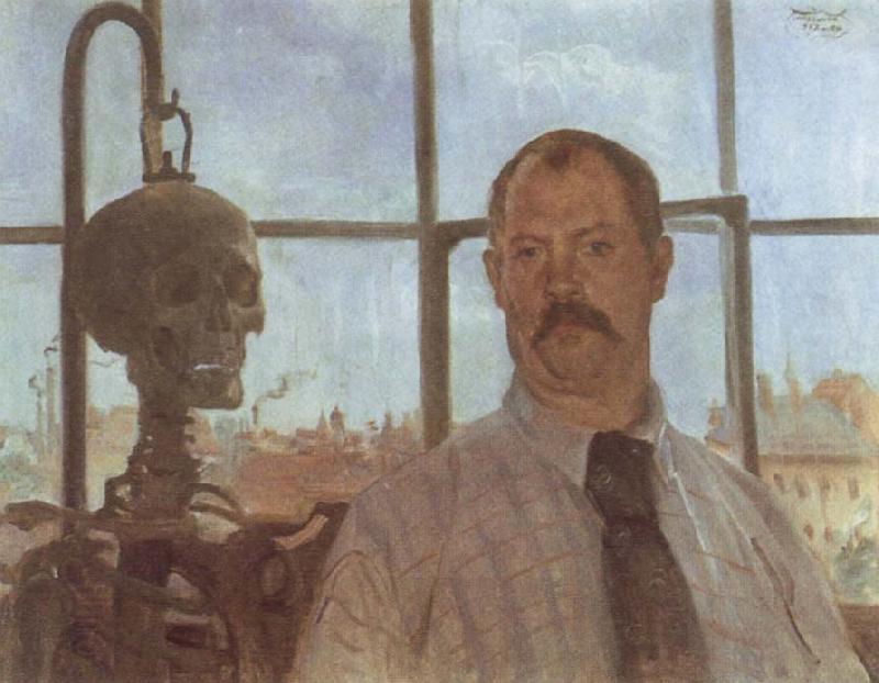 Lovis Corinth Self-Portrait with Skeleton China oil painting art